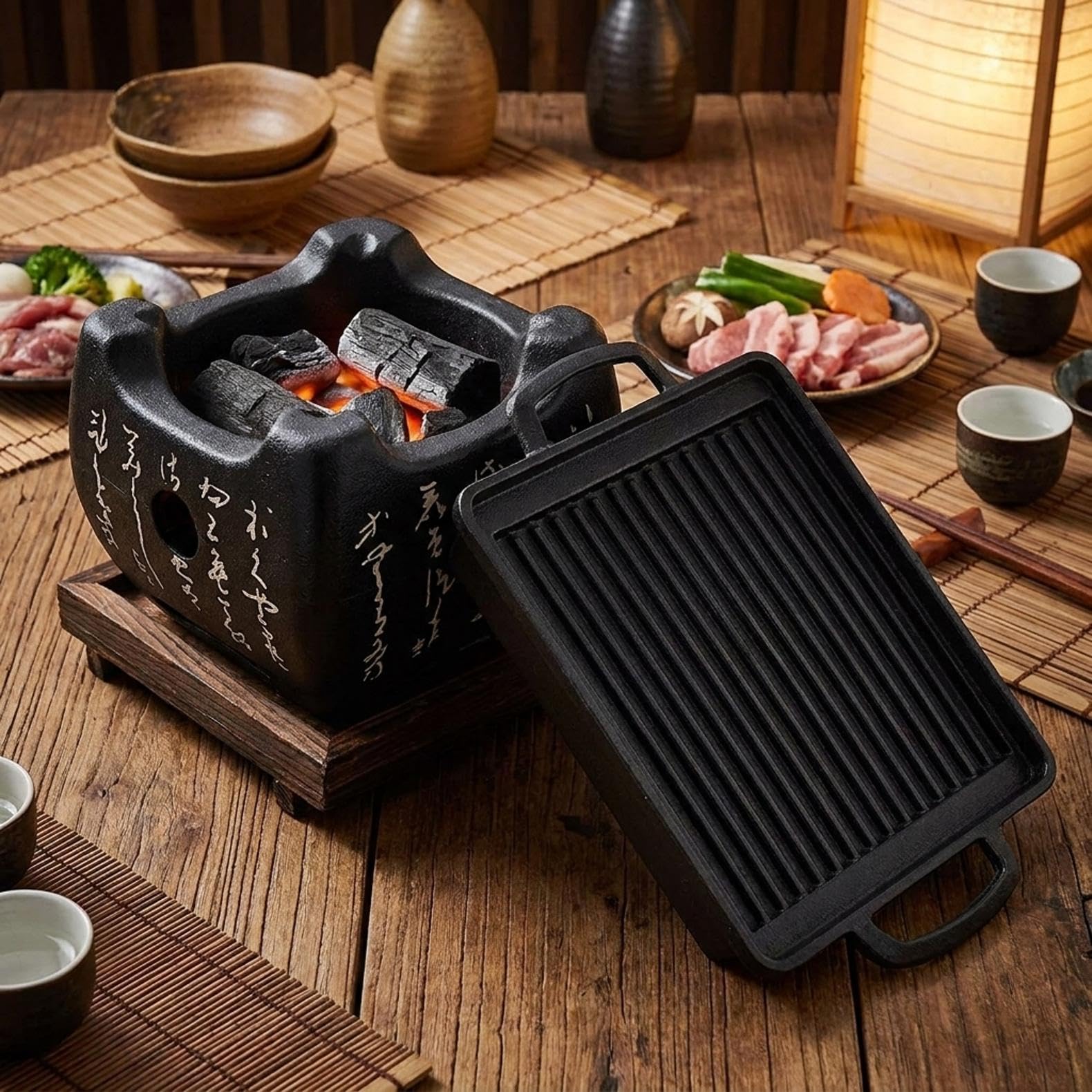 卓上バーベキューコンロ 七輪 焼き鳥 焼肉 炭火焼き BBQ Amazon | 日本製 卓上七輪コンロ アルミ製炭火ひばち風焼肉家庭用